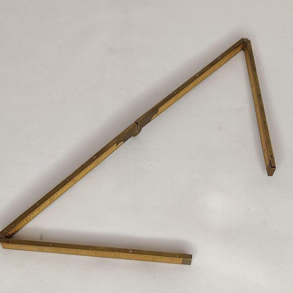 Antique C-S Co Pine Meadow Folding Ruler 24" Wood & Brass USA Centimeter Inches - Picture 4 of 6